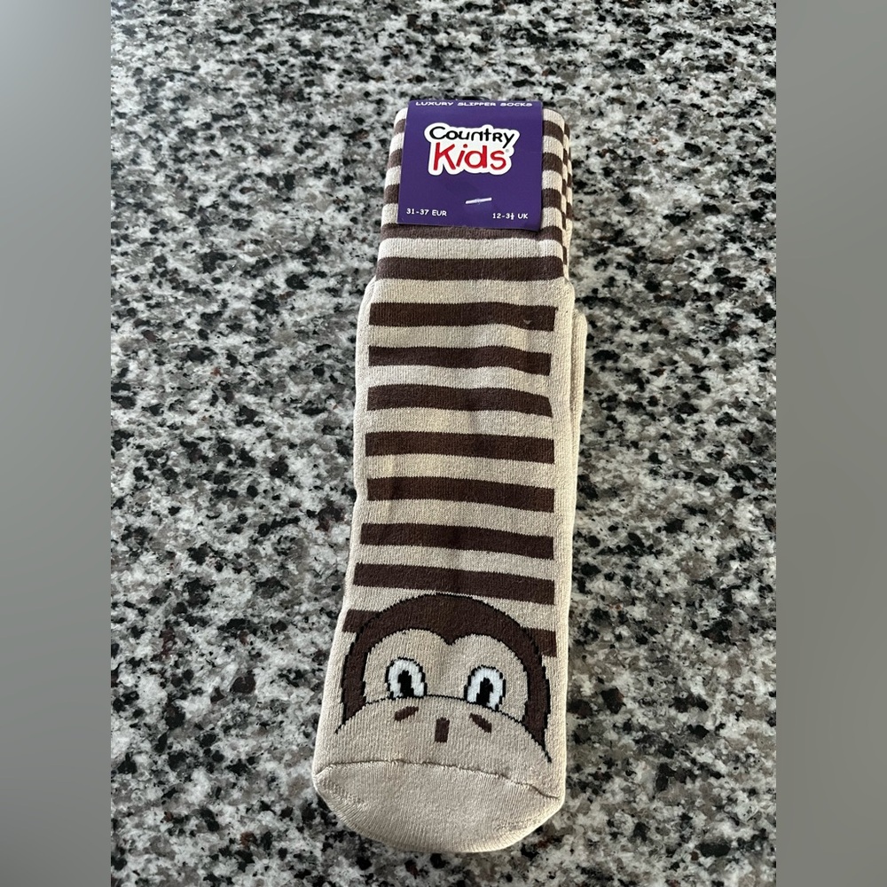 Country Kids Tan and Brown Monkey Socks